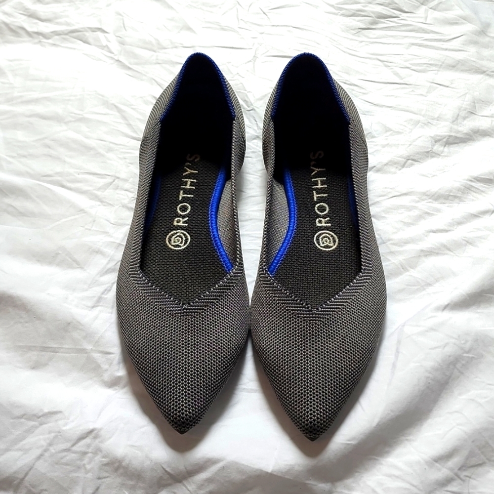 Grey Rothy's Point Flats Size 8.5